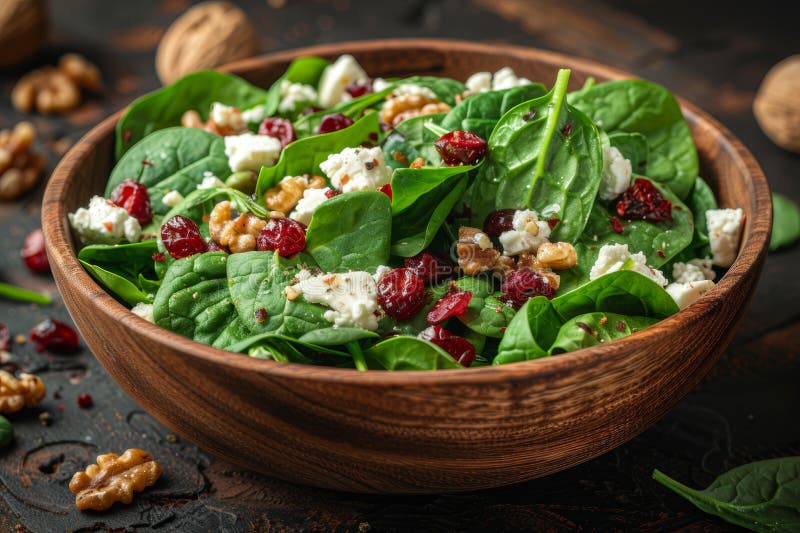 Rustic Spinach Salad with Goat Cheese, Walnuts, and Dried Cranberries