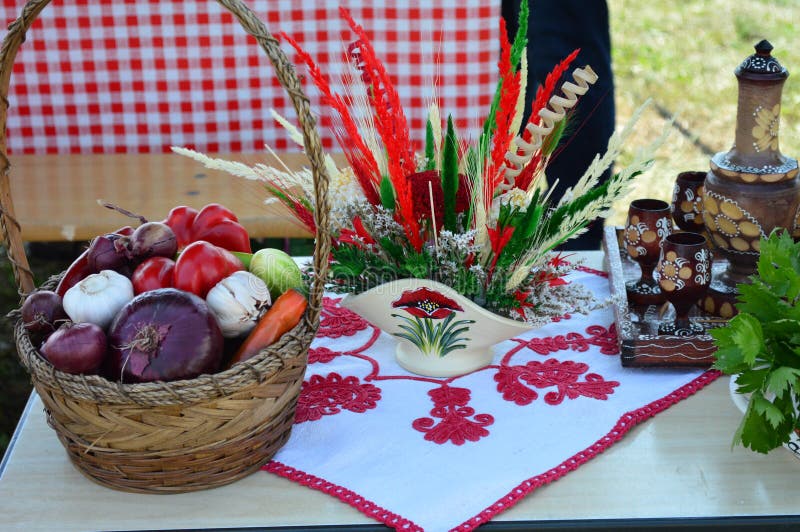 Download Rustic Table Setting At A Festival Stock Image - Image of onion, rustic: 115454557