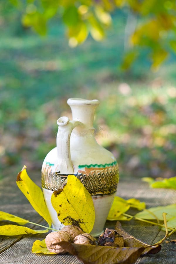 Rustic table and water pot