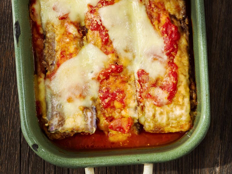 Rustic Traditional Italian Eggplant Parmesan Stock Photo Image of