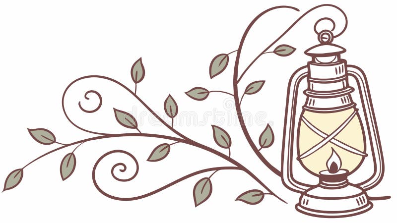 Rustic Vintage Lanterna pe frunze Branch vector design Generative AI stock illustration