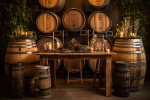 Rustic Wine Bar Setup With Barrels And Glasses Stock Illustration Rustic Wine Bar Setup With Barrels And Glasses Stock Illustration