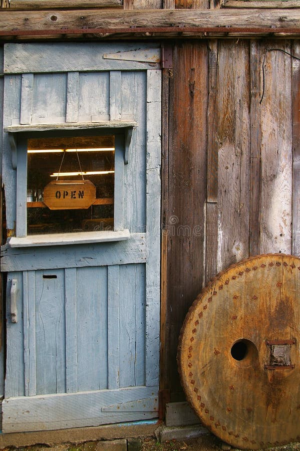 Rustic wooden barn door