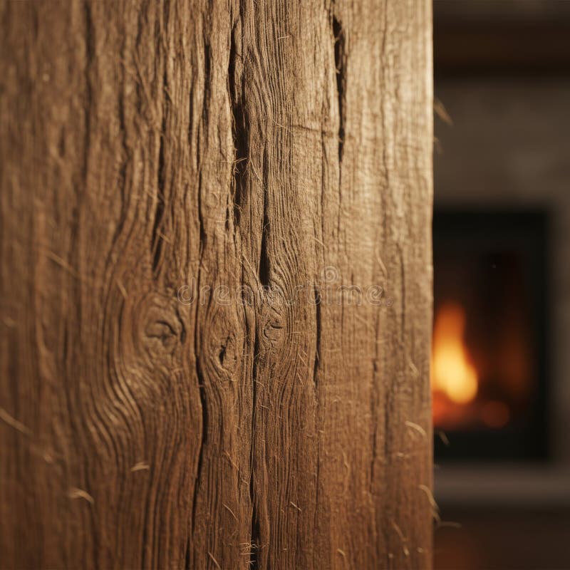 Rustieke houten balk close-up met sfeer van een open haard royalty-vrije illustratie