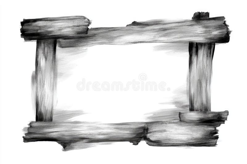 Rustic wooden frame with weathered texture on white background stock photography