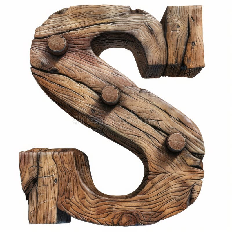 Rustic wooden letter s σε λευκό φόντο vintage font metal rivet 3d απόδοση ελεύθερη απεικόνιση δικαιώματος