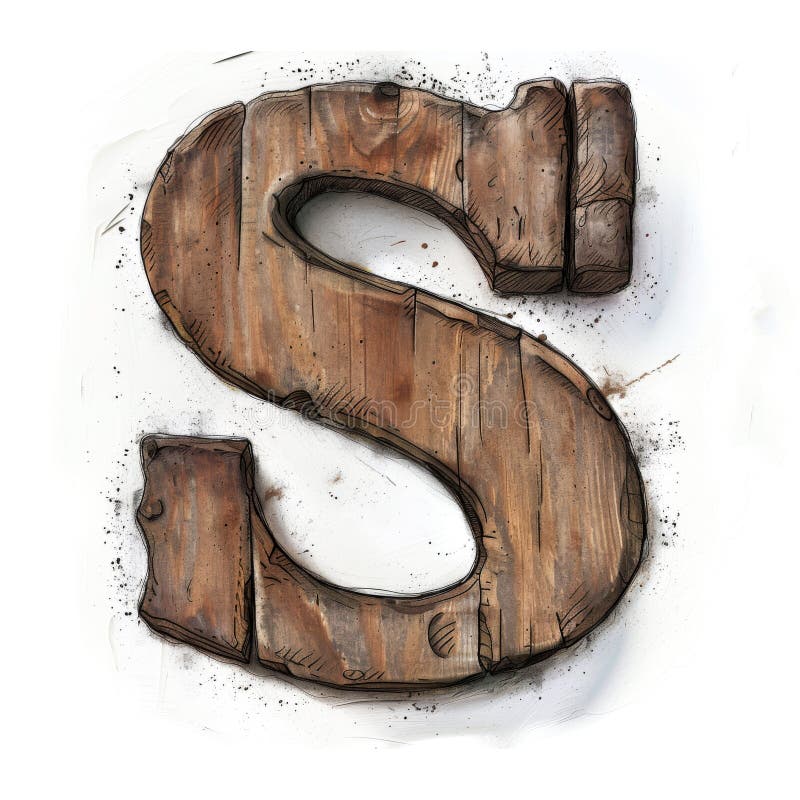 Rustic wooden letter s σε λευκό φόντο vintage font metal rivet 3d απόδοση ελεύθερη απεικόνιση δικαιώματος