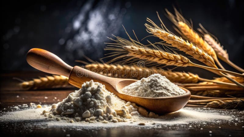 Rustic Wooden Spoon Silhouette Frame FlourDusted Baking Ingredients A HighContrast Food Photography for Blog or Website stock illustration