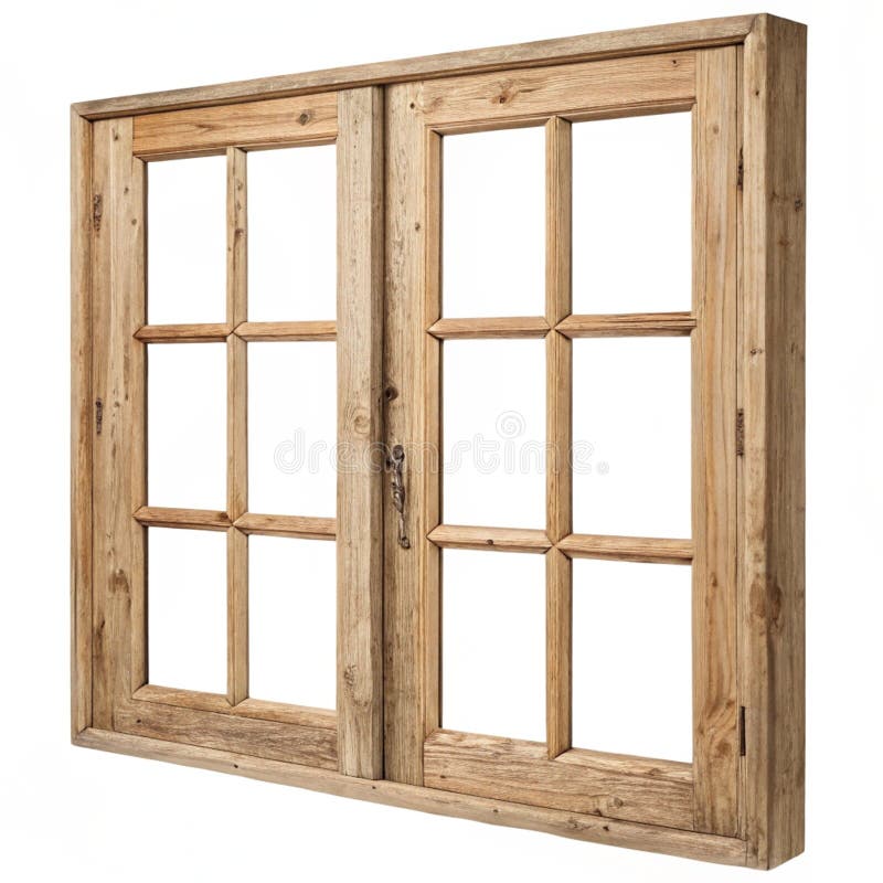 Rustic wooden window frames isolated on white background stock illustration