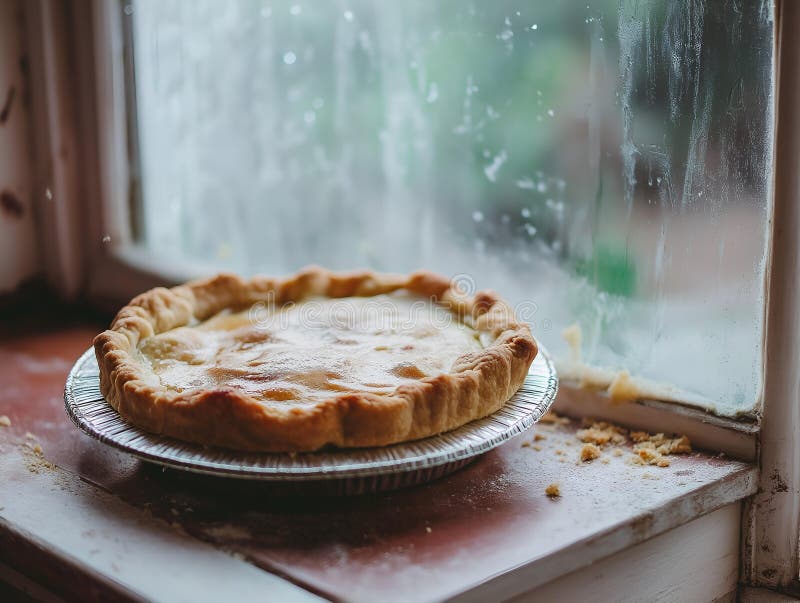 Rustikale Apfelkuchen-Fenstertür mit natürlichen Lichtkuppeltönen gemütliche Atmosphäre stock abbildung