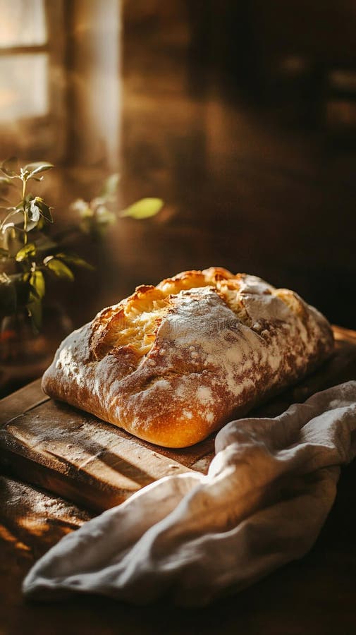 Rustikale, hausgemachte Ciabatta mit blühender Kruste lizenzfreie abbildung
