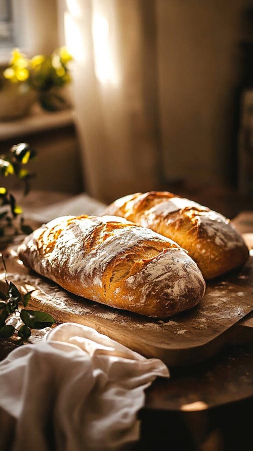 Rustikale, hausgemachte Ciabatta mit blühender Kruste stock abbildung
