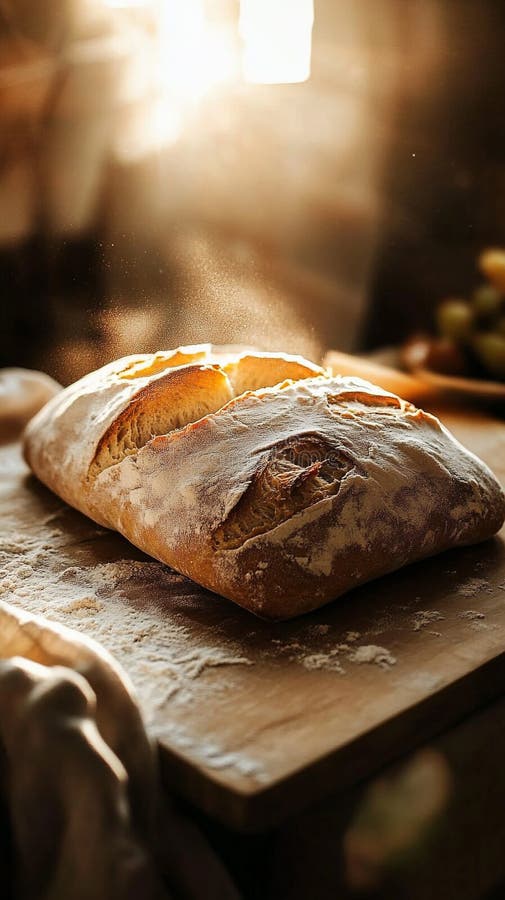 Rustikale, hausgemachte Ciabatta mit blühender Kruste lizenzfreie abbildung