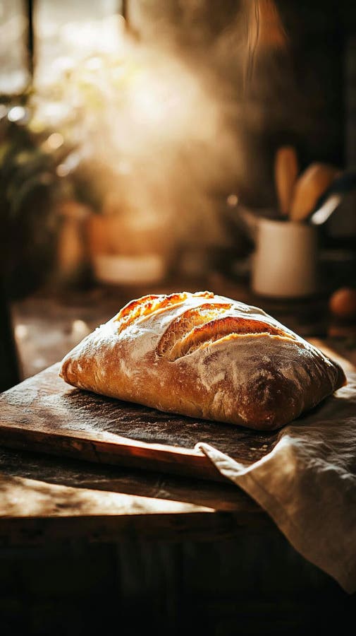 Rustikale, hausgemachte Ciabatta mit blühender Kruste lizenzfreie abbildung