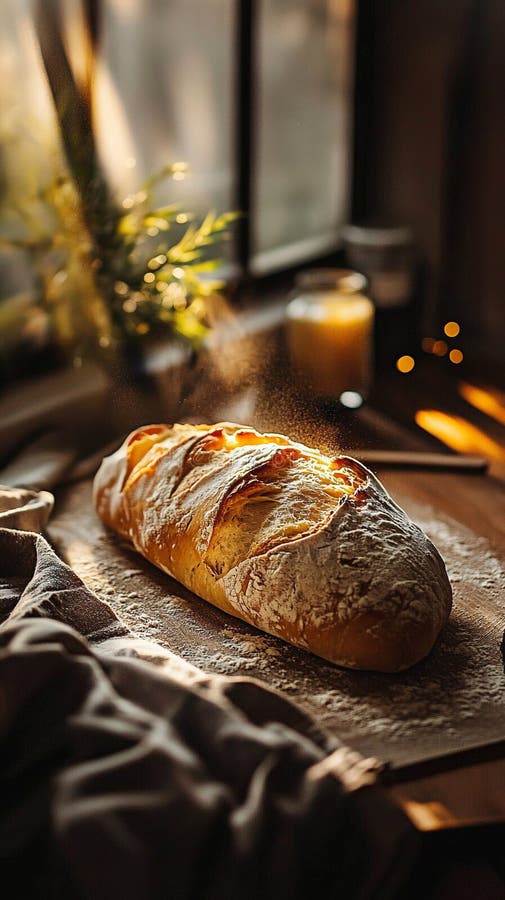 Rustikale, hausgemachte Ciabatta mit blühender Kruste lizenzfreie abbildung