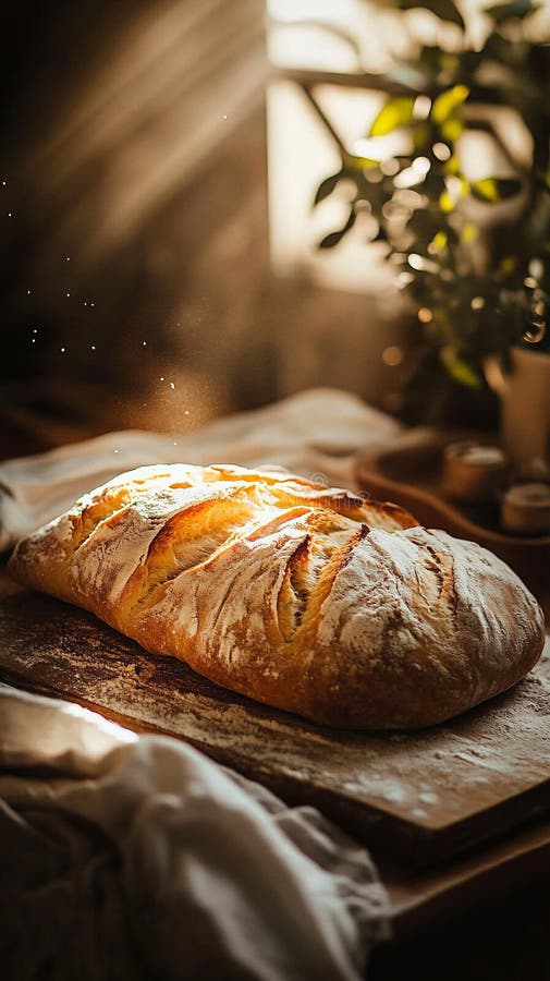 Rustikale, hausgemachte Ciabatta mit blühender Kruste lizenzfreie abbildung