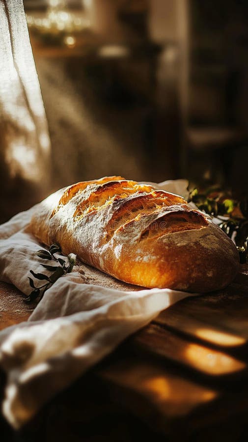 Rustikale, hausgemachte Ciabatta mit blühender Kruste vektor abbildung