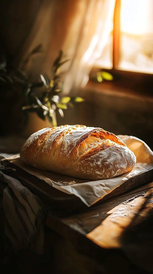Rustikale, hausgemachte Ciabatta mit blühender Kruste vektor abbildung