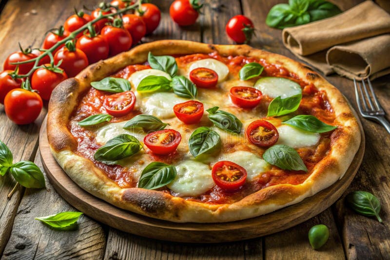 Rustikale hausgemachte Margherita Pizza stock abbildung