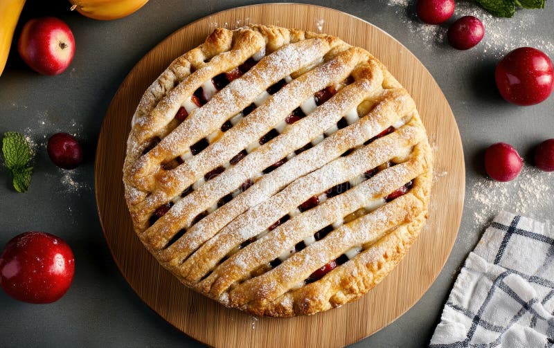 Rustikaler Apfelbeerkuchen mit Lattice Crust vektor abbildung
