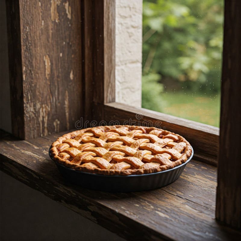 Rustikales Apple Pie Cooling auf einem Windows vektor abbildung
