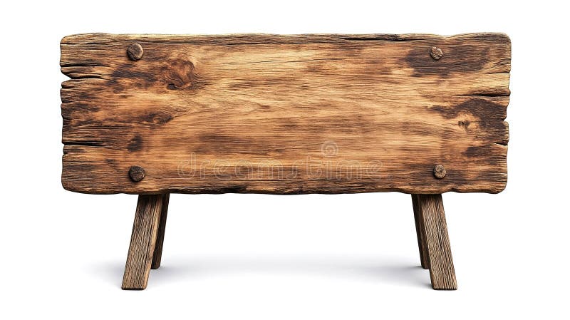 Rustikales Holzschild mit Ständer mit verwitterter Textur und robusten Beinen. ai generative vektor abbildung