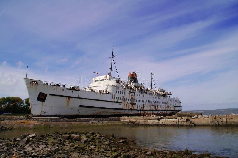 Rusting old passenger ship royalty free stock photography