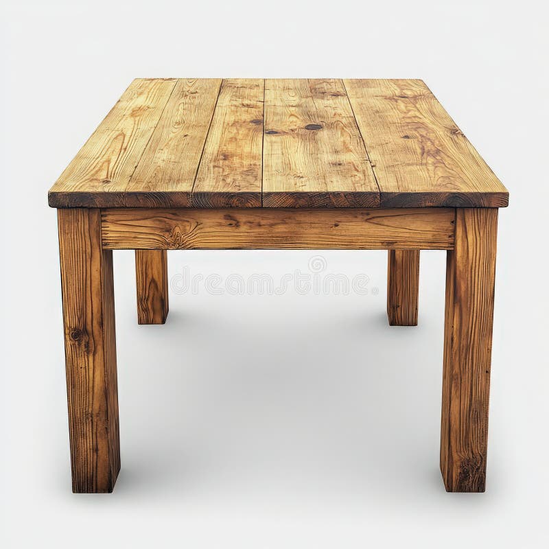 Rustit Light Brown Wooden Table on White Background royaltyfri illustrationer