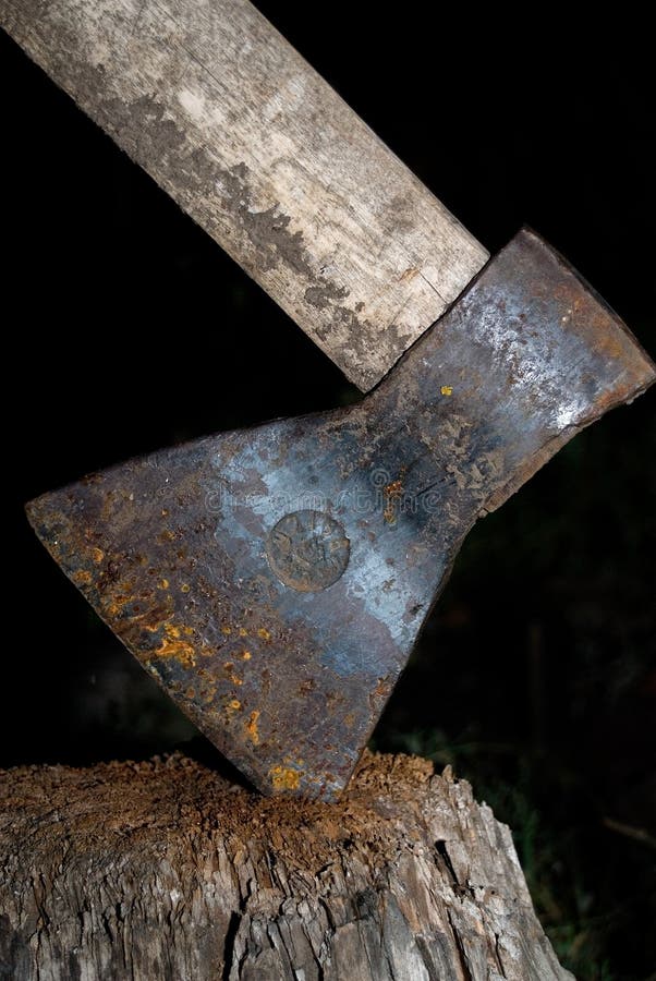 Rusty Axe in stub stock photo. Image of rusty, work, blade 10962010