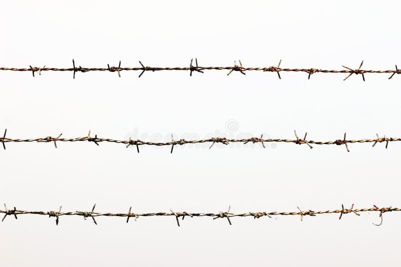 Rusty barbed wire detention center isolated on white stock images Rusty barbed wire detention center isolated on white stock images