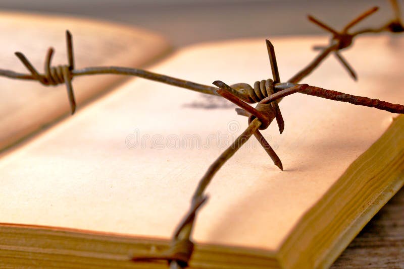 Rusty Barbed Wire Wrapping Old Book Stock Photo Image of closeup