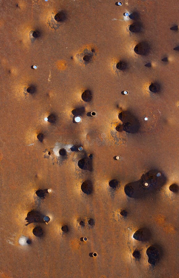 Rusty Bullet Hole Background Texture Stock Photo Image of holes