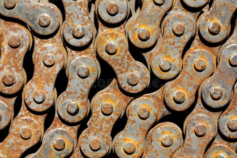 Rusty chain from bicycle stock image