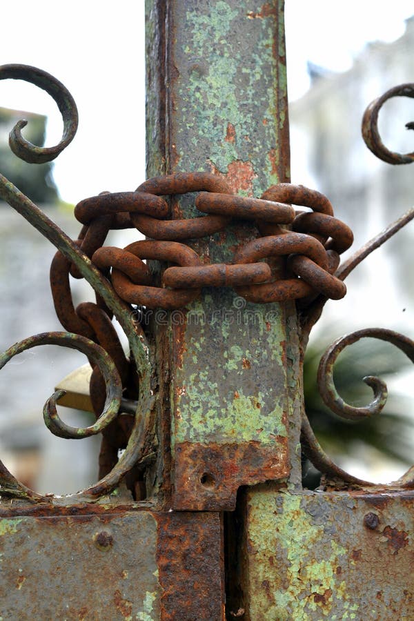 Rusty chain and gate royalty free stock photography