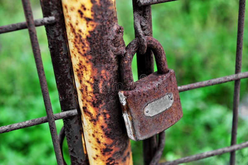 Rusty Closed Lock on a Gate Stock Image Image of grunge, rust 45843581