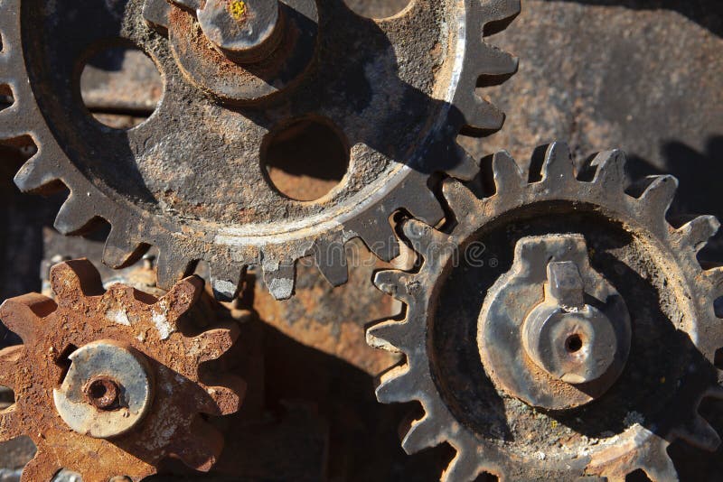 Rusty cogwheels detail stock photography