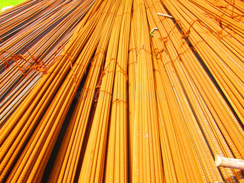 Rusty Deformed Bars Material for Reinforcement Concrete Stock Image