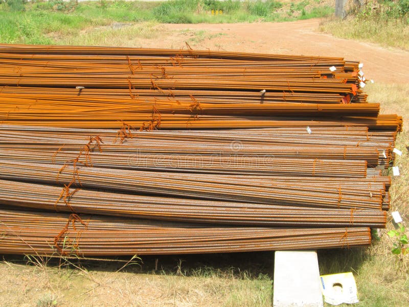 Rusty Deformed Bars Material for Reinforcement Concrete Stock Image