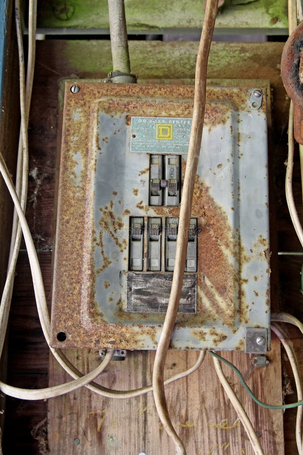 Rusty electrical panel stock photos