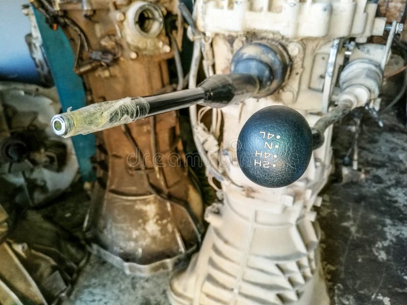 Rusty gearbox shaft of a modern vehicle stock photography