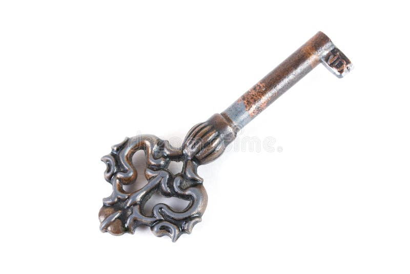 Rusty key isolated on white background royalty free stock photography