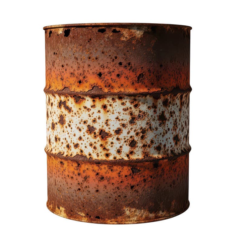 Rusty metal drum with corroded surface and loose flakes of paint. Metal steel drum stock images, royalty-free photos and pictures