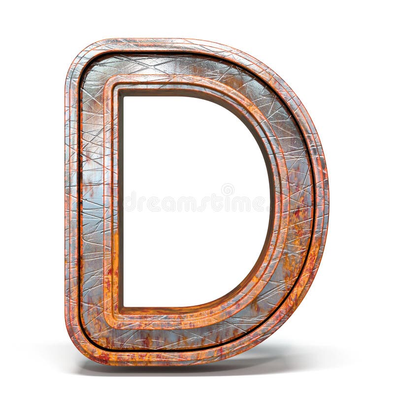 Rusty Metal Font Letter D 3D Stock Illustration - Illustration of ...