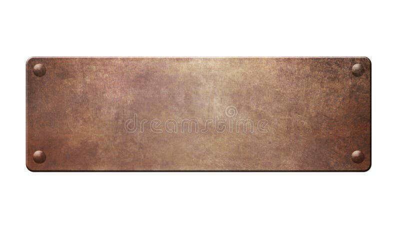 Rusty metal plate with rivets on white background 3D illustration