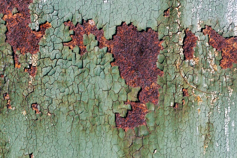Rusty Metal Surface with Cracked Green Paint, Abstract Rusty Met Stock