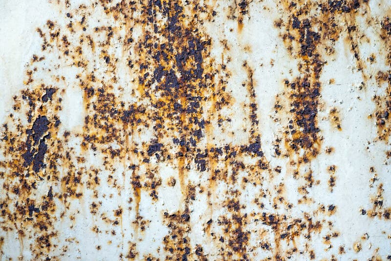 Rusty Metal Wall with Cracked White Paint Stock Photo Image of brown