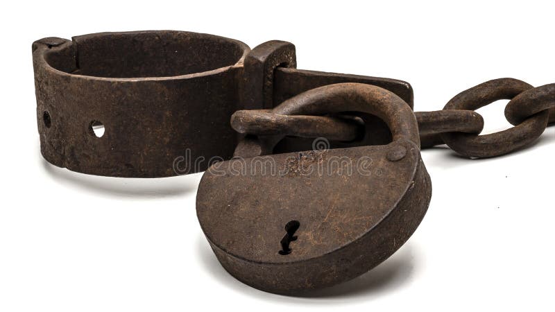 Rusty old shackles with padlock