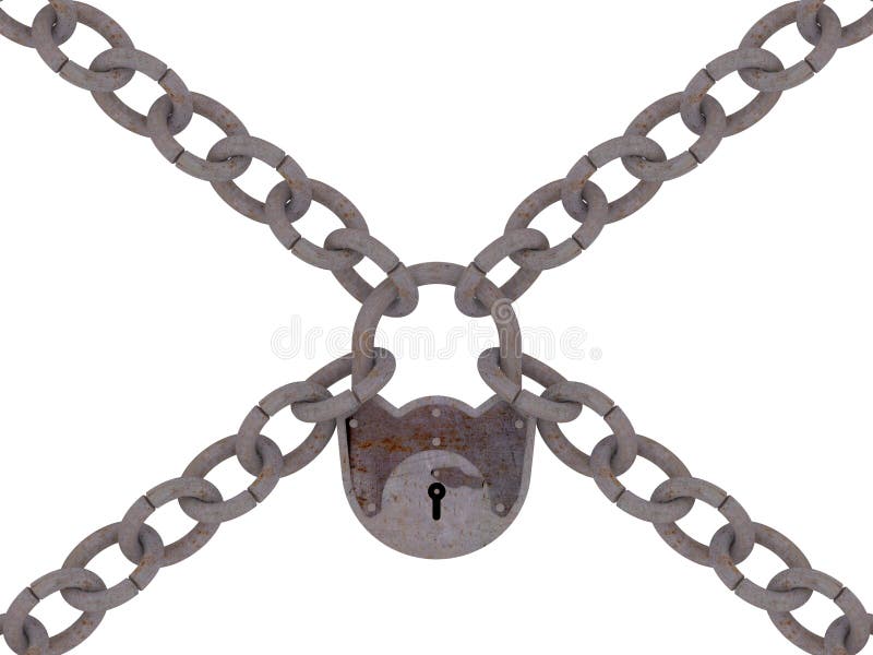Rusty padlock with chain stock illustration. Illustration of rusty