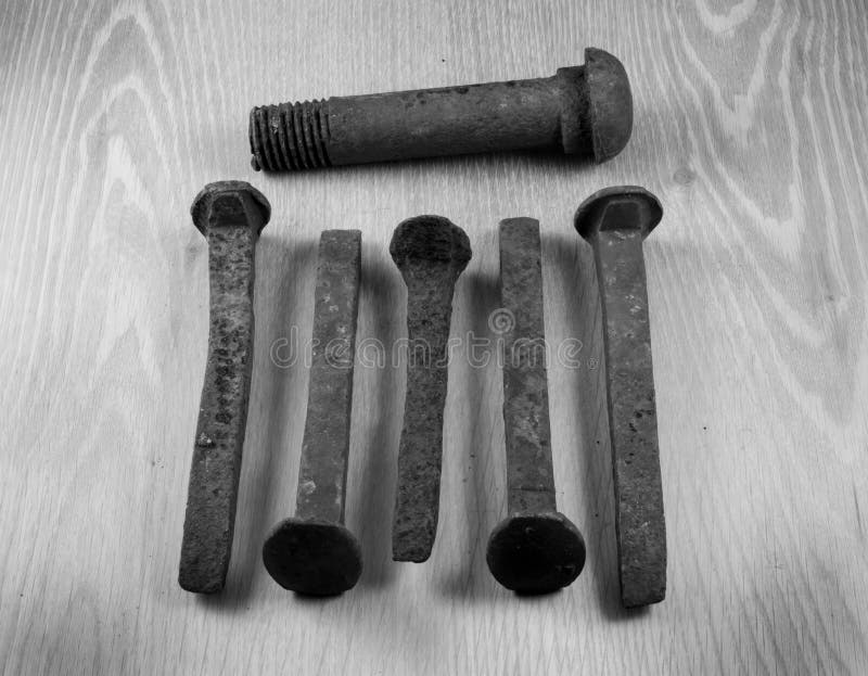Rusty Railroad Bolt y puntos imagen de archivo Rusty Railroad Bolt y puntos imagen de archivo