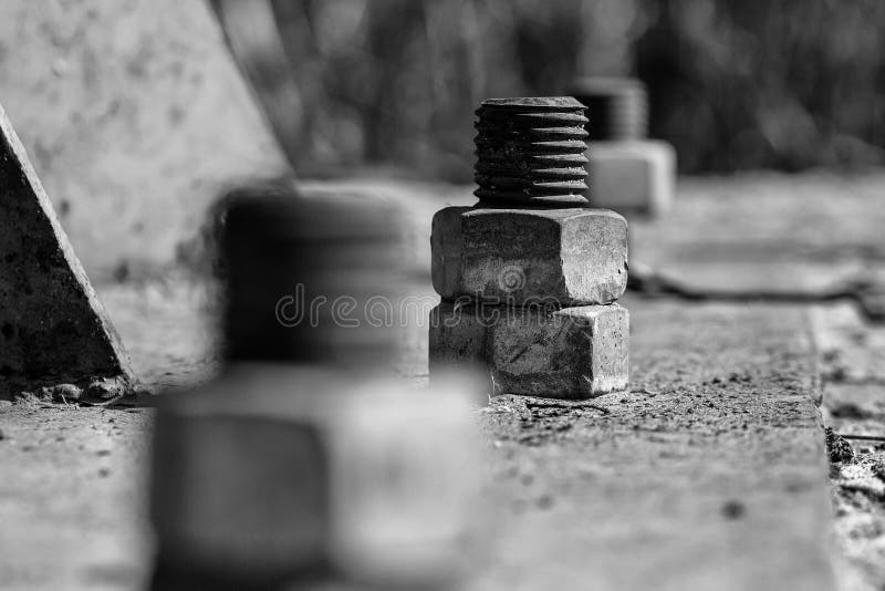 Rusty metal screws royalty free stock images